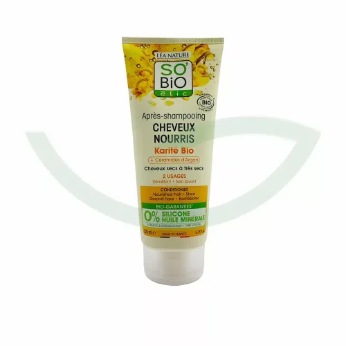 Après-Shampoing au Beurre de Karité et Céramide d'Argan 200ml So Bio Soin Cheveux Maroc