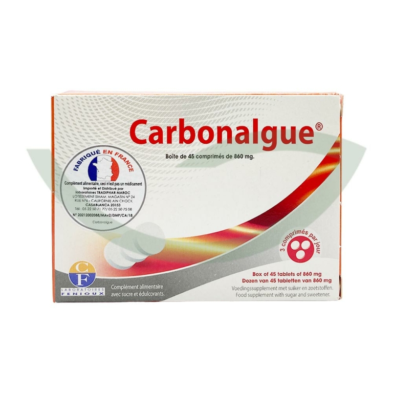 Carbonalgue 45 comprimés Laboratoires Fenioux complément alimentaire Maroc Carbonalgue 45 comprimés Laboratoires Fenioux complément alimentaire Maroc