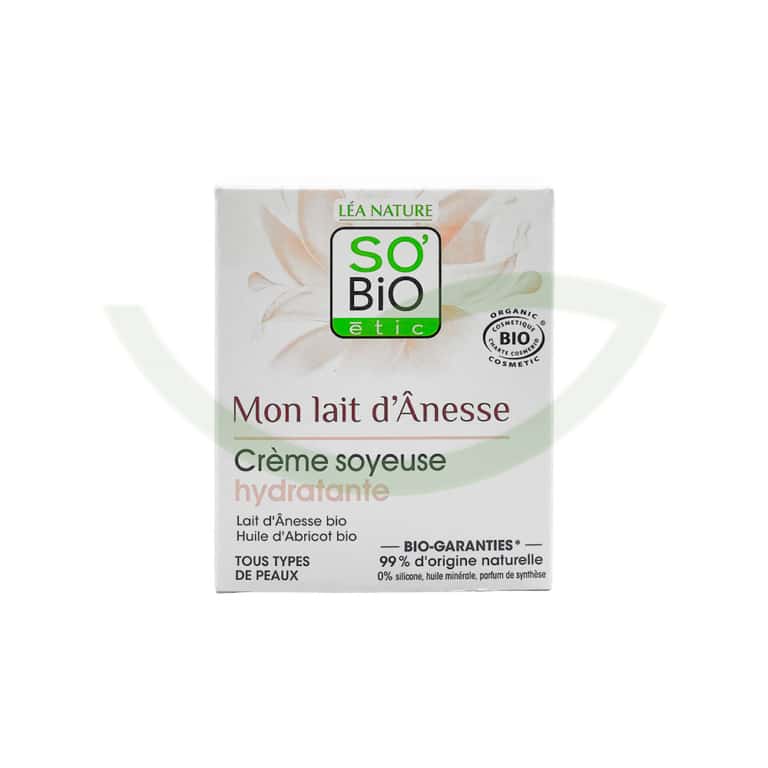 Crème Jour Soyeuse Hydratante Lait d'Anesse 50ml So Bio Hydratation Maroc