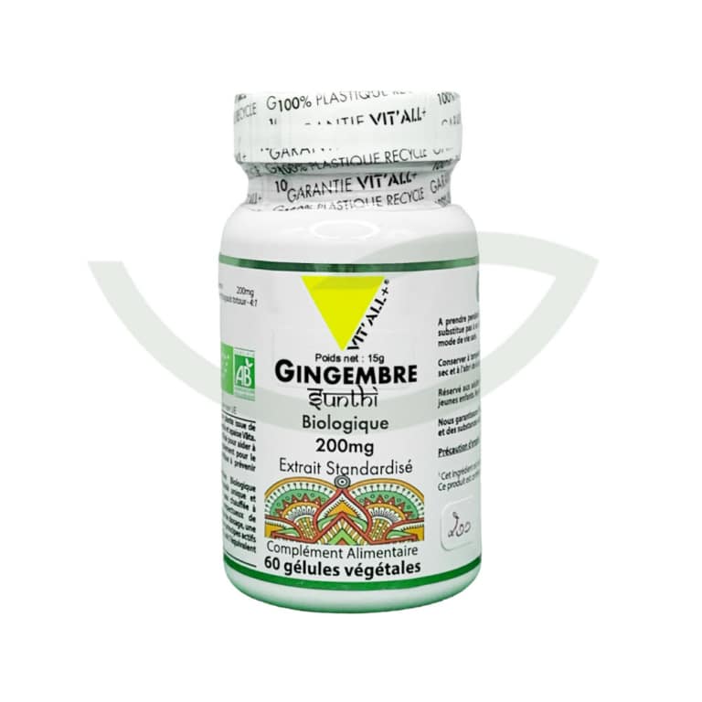 Gingembre bio 60 gélules 200mg Vitall articulations Maroc
