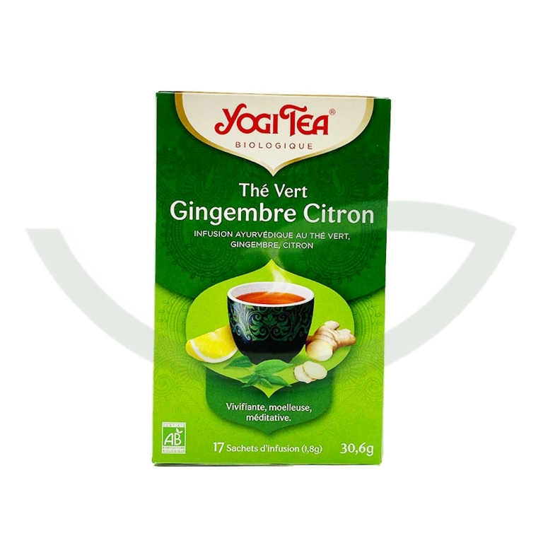 Thé Vert Gingembre Citron 17 Sachets Yogi Tea infusion bio Maroc Thé Vert Gingembre Citron 17 Sachets Yogi Tea infusion bio Maroc