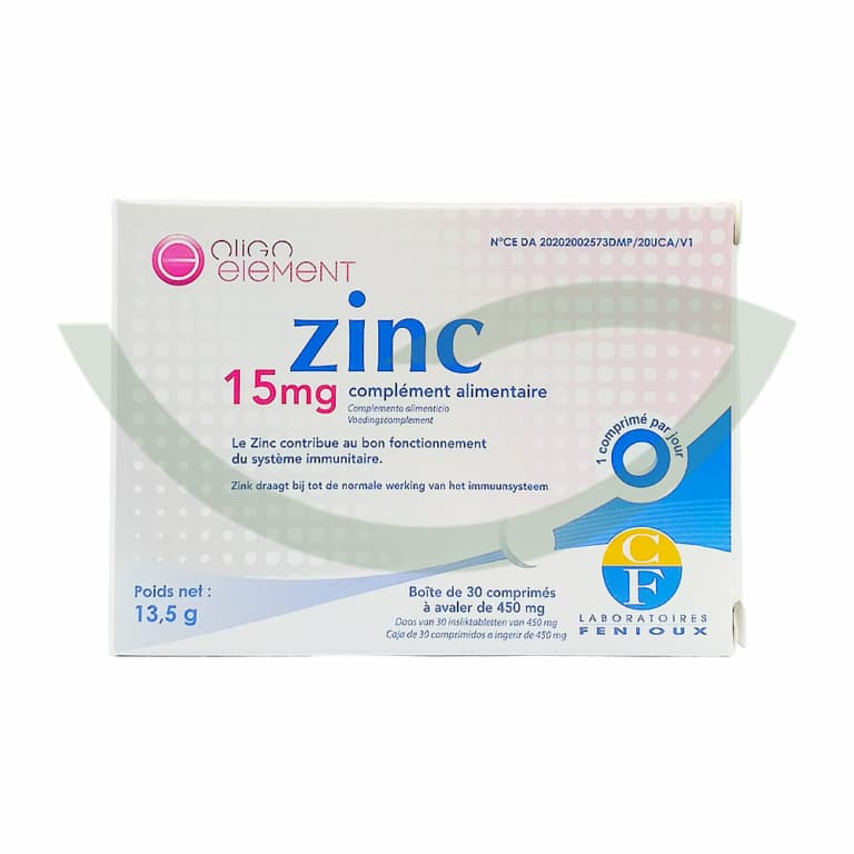 Zinc 30 comprimés Laboratoires Fenioux complément alimentaire maroc avant Zinc 30 comprimés Laboratoires Fenioux complément alimentaire maroc avant