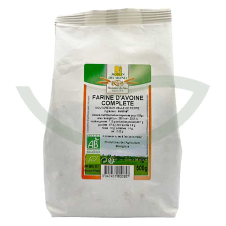 Farine d'avoine complète 500g Moulin des Moines Aliment bio Maroc Farine d'avoine complète 500g Moulin des Moines Aliment bio Maroc