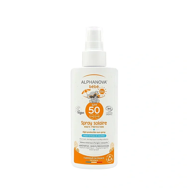 Spray solaire bébé SPF 50 Alphanova Bio haute protection 125g