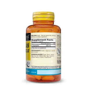 L-Tryptophane - 60 capsules - arrière - 500 mg - Mason Natural-Maroc L-Tryptophane - 60 capsules - arrière - 500 mg - Mason Natural-Maroc