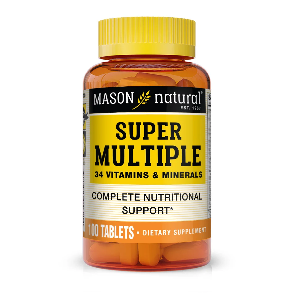 Super Multiple – 34 Vitamines et Minéraux – 100 comprimés – Mason Natural