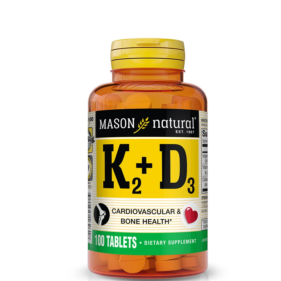 Vitamine K2 & Vitamine D3 – 100 comprimés – Mason Natural