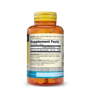 Zinc - 100 comprimés - 50 mg - arrière - Mason Natural-Maroc Zinc - 100 comprimés - 50 mg - arrière - Mason Natural-Maroc