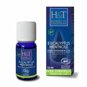 Eucalyptus mentholé 10 ml de la marque Herbes et Traditions, huile drainante Maroc