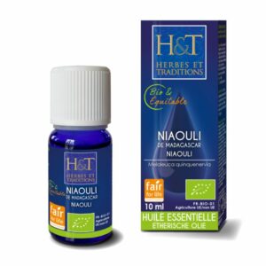 Niaouli bio 10 ml de la marque Herbes et Traditions, huile cicatrisante Maroc.