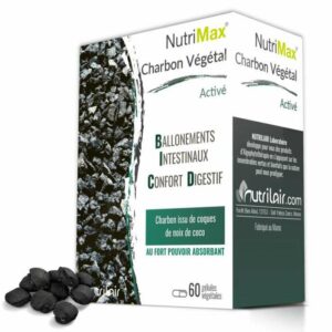 NutriMax Charbon Végétal Activé 60 gel de la marque Nutrilair, complément alimentaire bio Maroc.