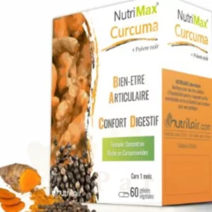 NutriMax Curcuma 60 gel de la marque Nutrilair, complément alimentaire bio Maroc.