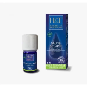 Sauge Sclaree Bio 10 ml de la marque Herbes et Traditions, huile tonifiante Maroc.