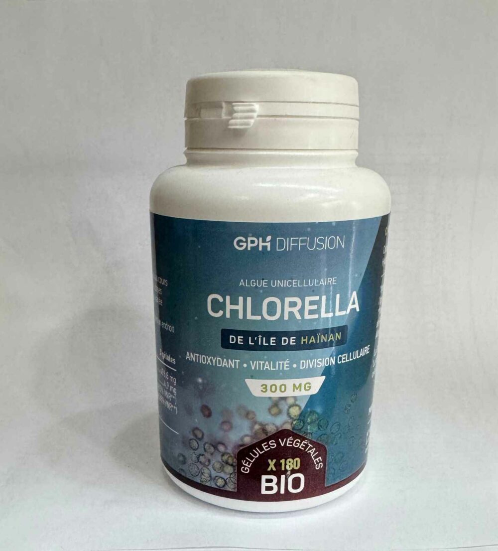 Chlorella d'Ile de Hainan 200mg 180 gélules GPH Détoxifie le corps Maroc