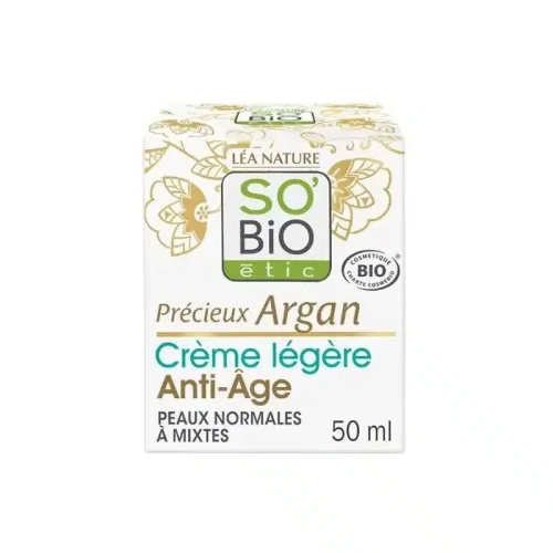 Crème légère anti-age jour 50ml de So'Bio qui Hydrate et protège la peau au Maroc Crème légère anti-age jour 50ml de So'Bio qui Hydrate et protège la peau au Maroc