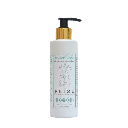 Lait Nettoyant Démaquillant Rosier Blanc – 200ml – Ketou