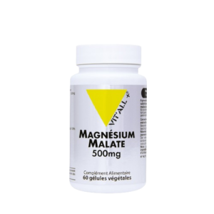 Magnesium malate 500mg 60 gélules Vit'All+ Complément musculaire Maroc