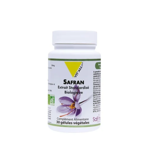 Safran 30mg 30gélules Vit'All+ Contre le stress Maroc Safran 30mg 30gélules Vit'All+ Contre le stress Maroc
