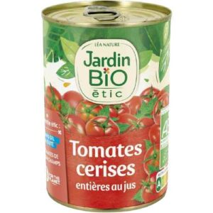 Tomates cerises en conserve 400g Jardin Bio Tomate entière Maroc