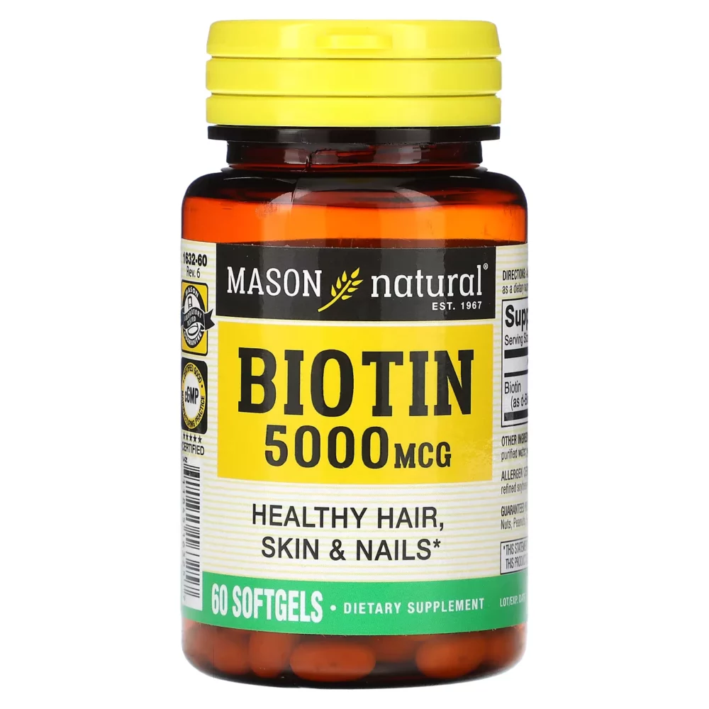 Biotin 5000 mcg - 60 gélules - Mason Natural