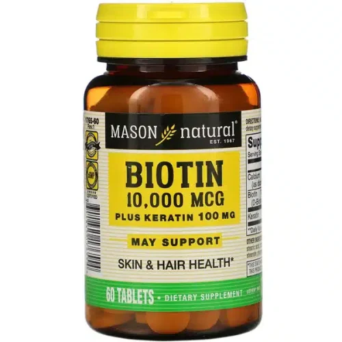 Biotin Plus Keratin - 60 pastilles - Mason Natural Biotin Plus Keratin - 60 pastilles - Mason Natural