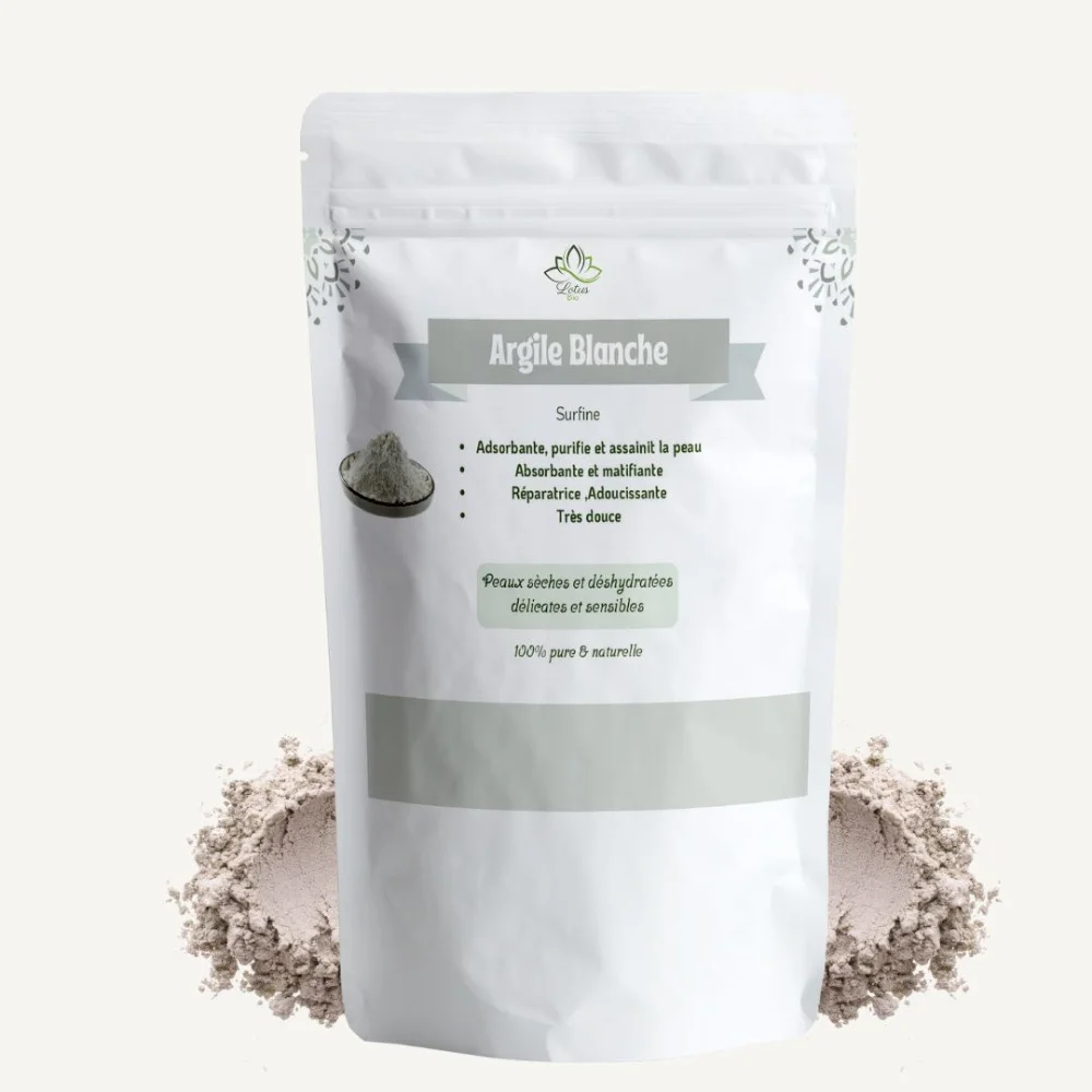 Argile blanche 100 g Lotus Bio packshot sachet ou pot