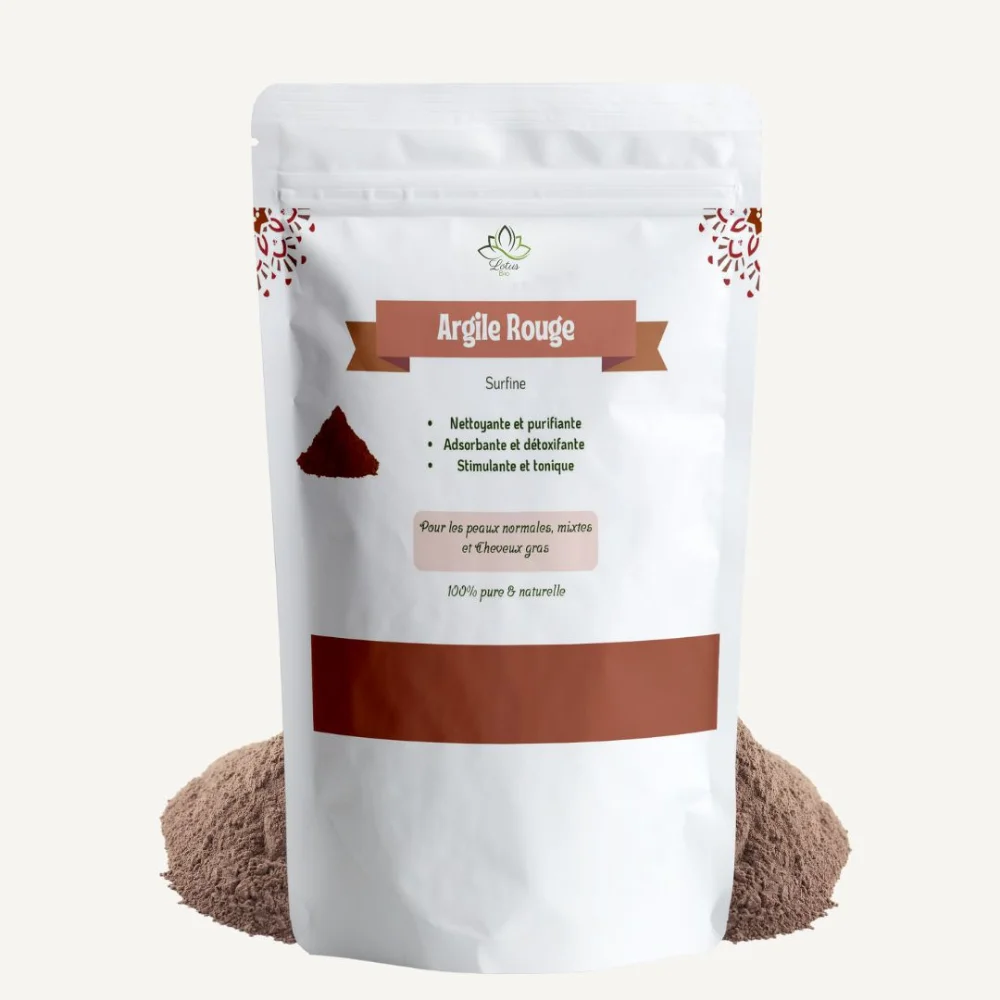 Argile rouge 100 g Lotus Bio packshot sachet ou pot
