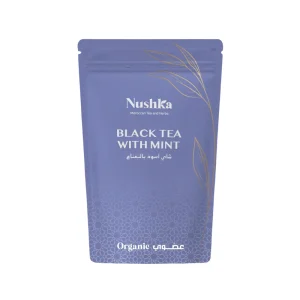 Black Tea With Mint 30 g Nushka infusion en feuilles Packshot Black Tea With Mint 30 g de Nushka feuilles sèches en sachet