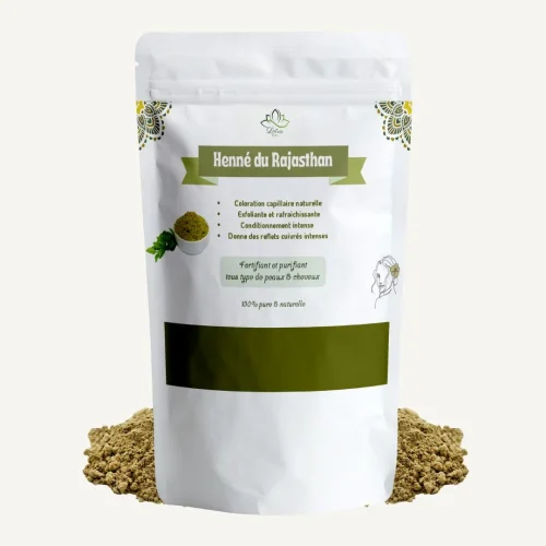 Poudre de henné de rajasthan 100 g Lotus Bio Sachet de henné du Rajasthan pur Lotus Bio 100 g