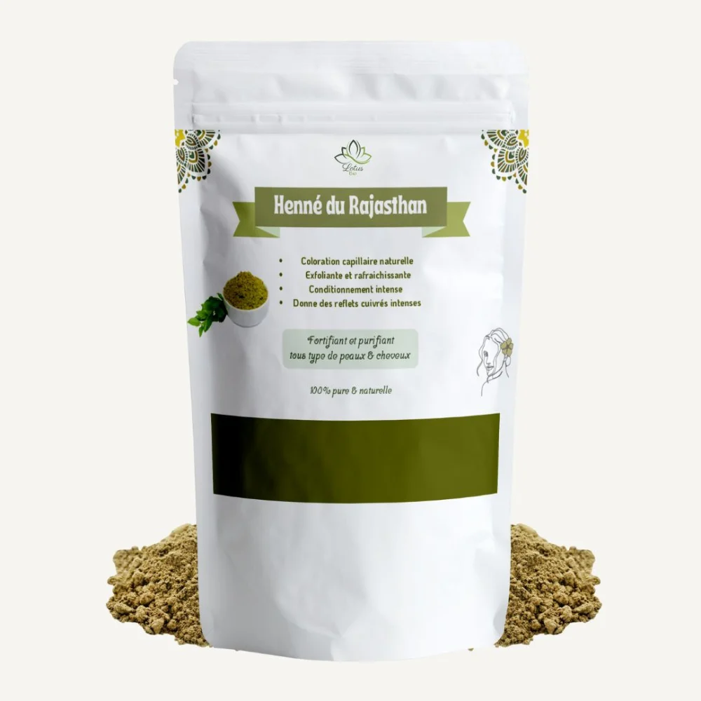 Sachet de henné du Rajasthan pur Lotus Bio 100 g