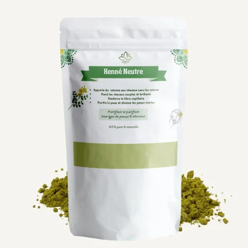 Poudre de henné neutre 100 g Lotus Bio Sachet de henné neutre Lotus Bio 100 g pour soin du cheveu