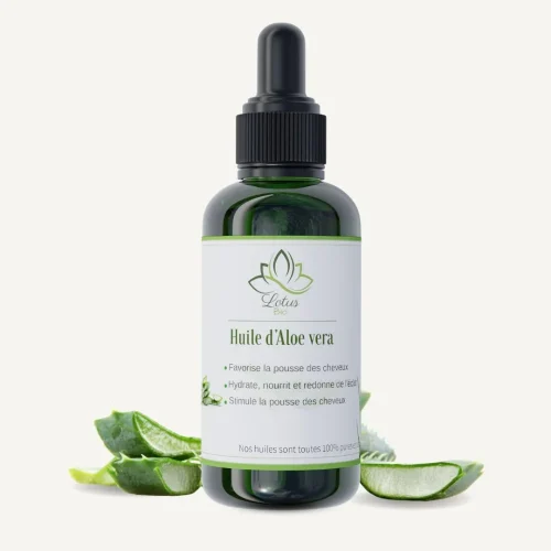 Huile d’aloe vera 50 ml Lotus Bio packshot flacon en verre ambré