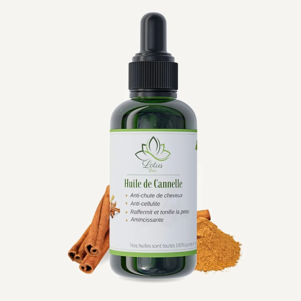 Huile de cannelle 50 ml Lotus Bio packshot flacon en verre ambré