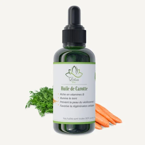 Huile de carotte 50 ml Lotus Bio packshot flacon en verre ambré