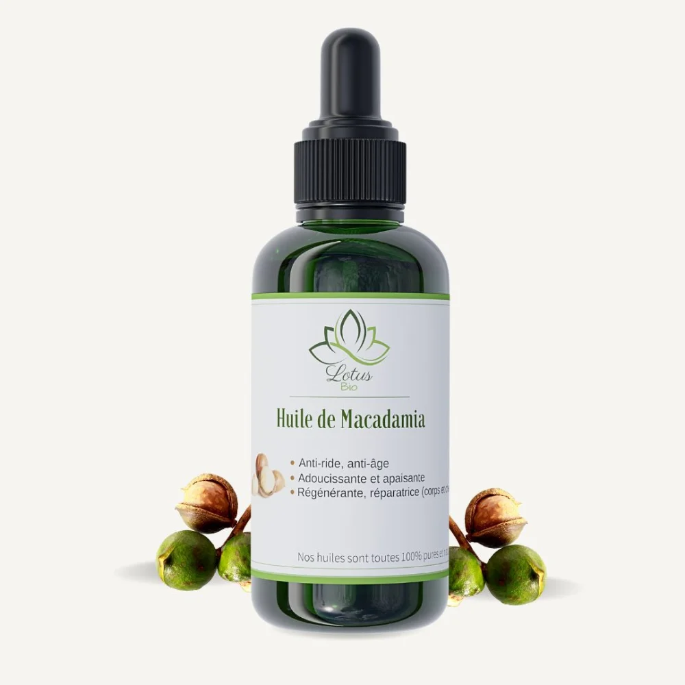 Huile de macadamia 50 ml Lotus Bio packshot flacon