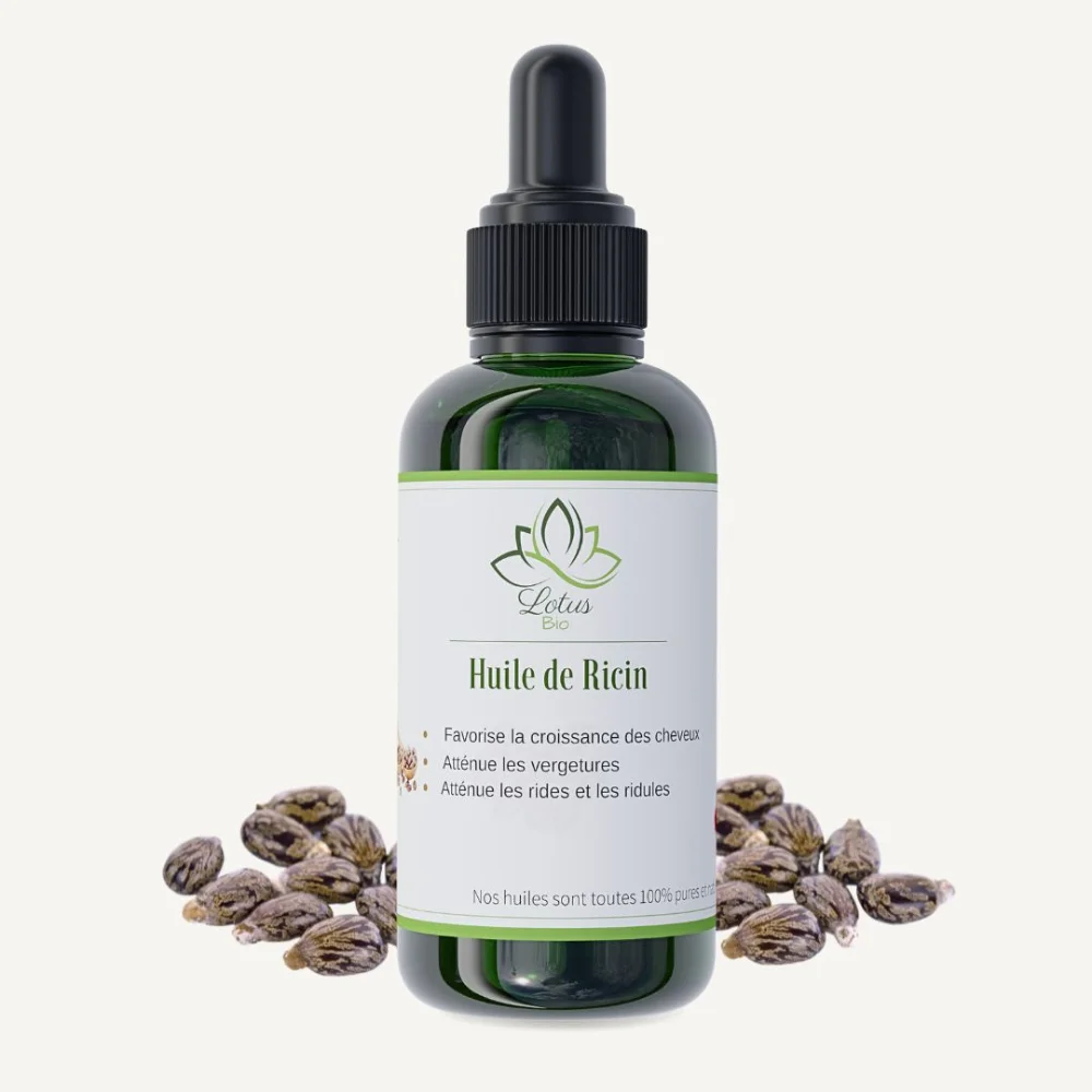Huile de ricin 50 ml Lotus Bio Huile de ricin 50 ml Lotus Bio packshot flacon en verre ambré