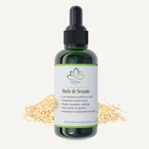 Huile de sésame 50 ml Lotus Bio packshot flacon en verre ambré