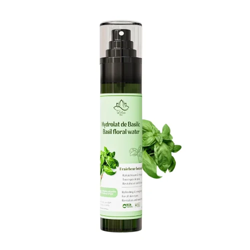 Hydrolat de Basilic – 170 ml – Lotus Bio Bouteille d'hydrolat de basilic Lotus Bio 170 ml