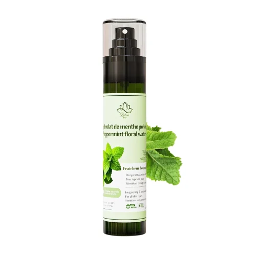Hydrolat de menthe poivrée – 170 ml – Lotus Bio Flacon d'hydrolat de menthe poivrée Lotus Bio 170 ml