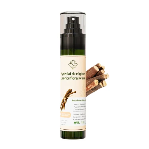 Hydrolat de reglise – 170 ml – Lotus Bio Flacon d'hydrolat de réglise Lotus Bio de 170 ml