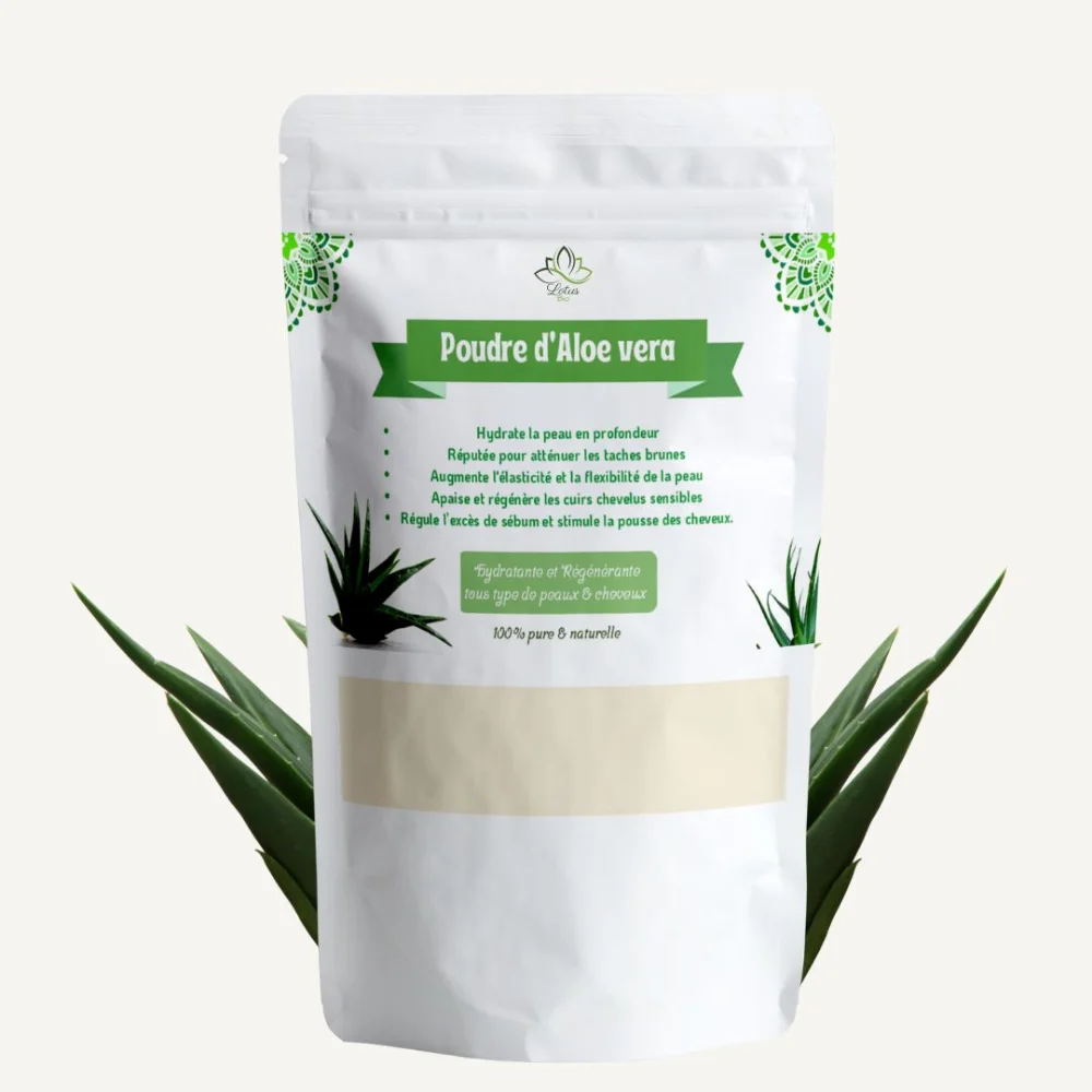 Sachet de poudre d'aloe vera concentrée Lotus Bio 100 g