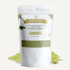Produit poudre de neem Lotus Bio 100 g sur fond neutre