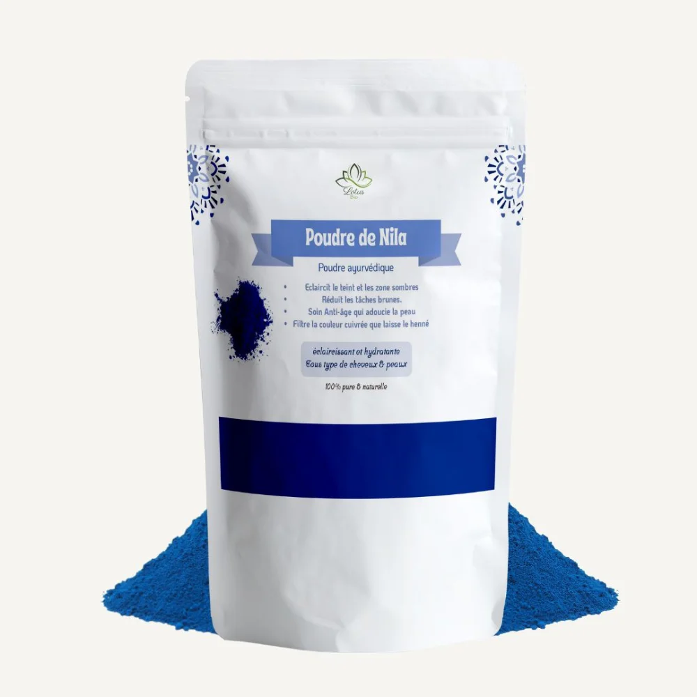 Poudre de nila 100 g Lotus Bio Packshot de la poudre de nila bleue Lotus Bio en format 100 g