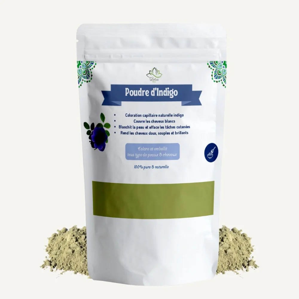 Poudre d'indigo 100 g Lotus Bio Emballage de poudre d'indigo végétal Lotus Bio 100 g