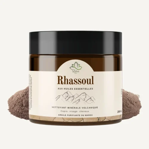 Pot de rhassoul préparé aux huiles essentielles Lotus Bio 250 g