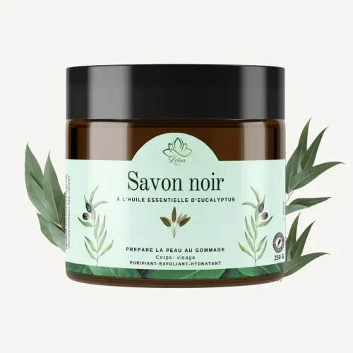 Emballage de savon noir à l'eucalyptus Lotus Bio 250 g