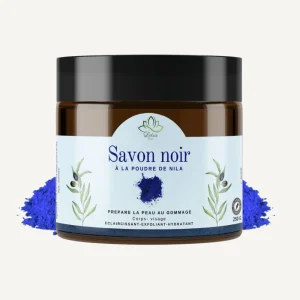 Savon noir à la poudre de nila 250 g Lotus Bio Pot de savon noir bleu à la poudre de nila Lotus Bio 250 g