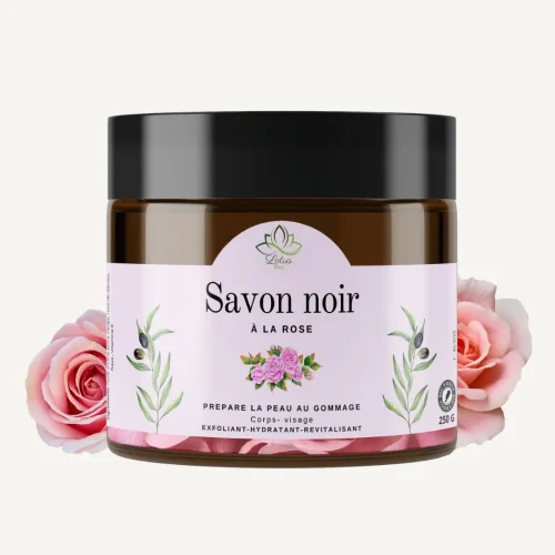 Visuel du pot de savon noir à la rose Lotus Bio 250 g