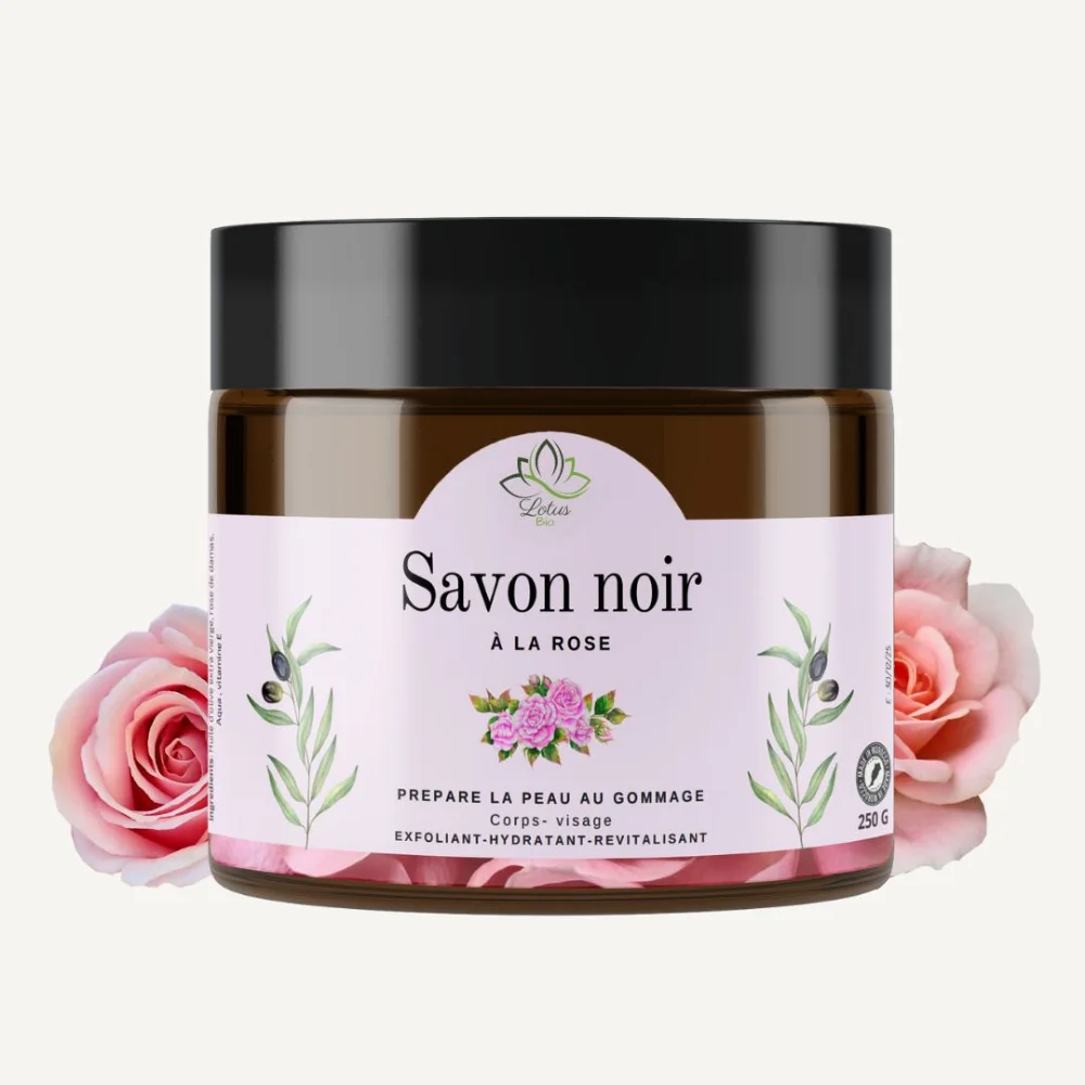 Savon noir à la rose 250 g Lotus Bio Visuel du pot de savon noir à la rose Lotus Bio 250 g