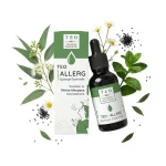 Flacon en verre de 10 ml avec compte-gouttes et étiquette TEO-ALLERG